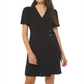 Michael Kors Women's Ring Faux Wrap Dress Black Size Petite Large