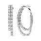14K White Gold 4.0 Cttw Diamond Asymmetrical Inside Out Double-Hoop Earrings (I-J Color, I1-I2 Clarity)