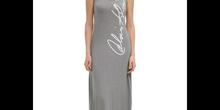 Calvin Klein Women's Signature Logo Sleeveless Maxi Dress Gray Size X-Small