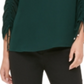 Calvin Klein Women's Scoop-Neck Drawstring-Sleeve Top Green Size Small