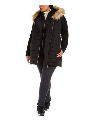 Calvin Klein Women's Plus Size Faux-Fur-Trim Puffer Coat