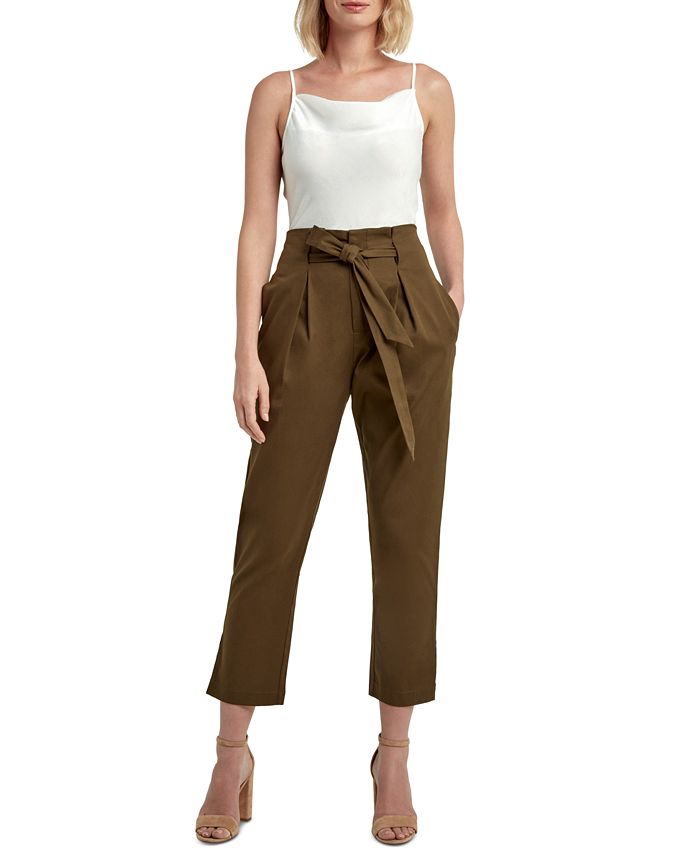H Halston Women's Tie Front Skinny Pants Green Size Medium