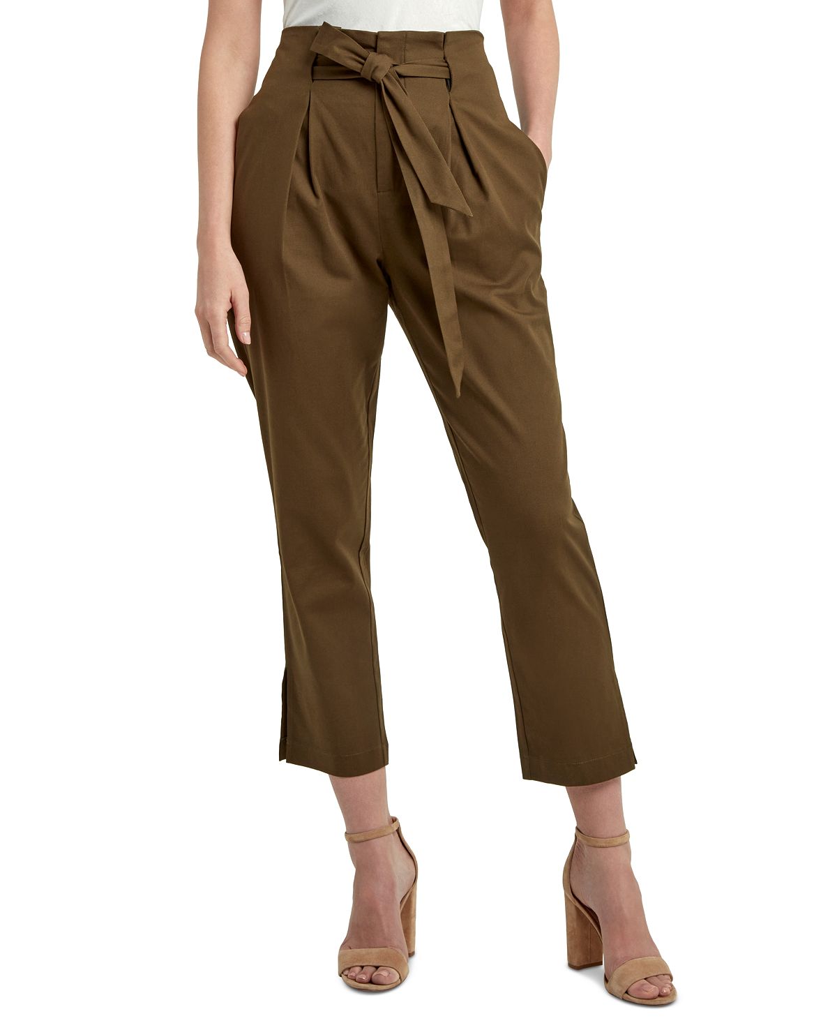 H Halston Women's Tie Front Skinny Pants Green Size Medium