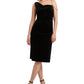 H Halston Women's One Shoulder Chain Detail Dress Black Size Small