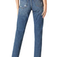 Sam Edelman Women's The Dani Distressed Paperbag High Waist Straight Leg Jeans Blue Size 24