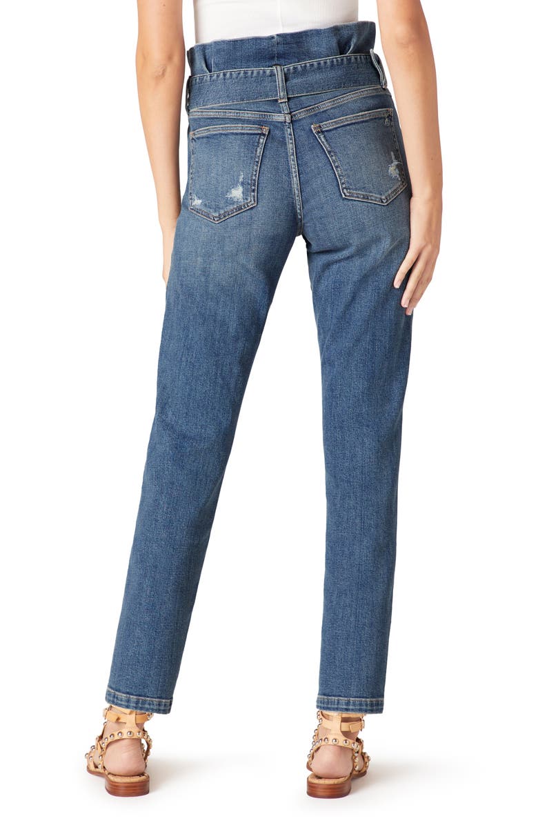 Sam Edelman Women's The Dani Distressed Paperbag High Waist Straight Leg Jeans Blue Size 24