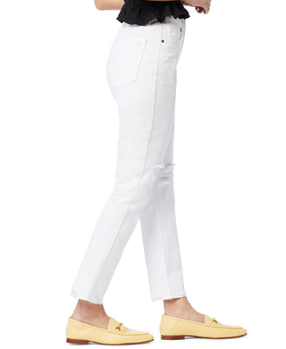 Sam Edelman Women's The Stiletto Ripped High Waist Ankle Straight Leg Jeans White Size 26