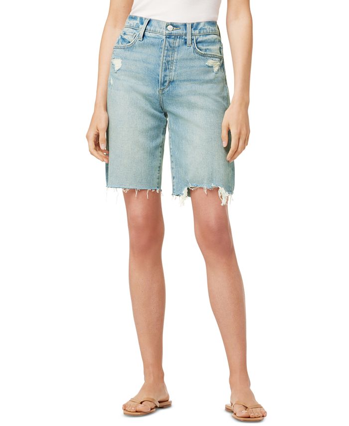 Joe's Jeans Women's The '90S Raw Hem High Waist Denim Bermuda Shorts Blue Size 24