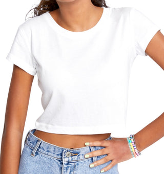 Splendid Women's Vista Crew Neck Short Crop Top White Size X-Large