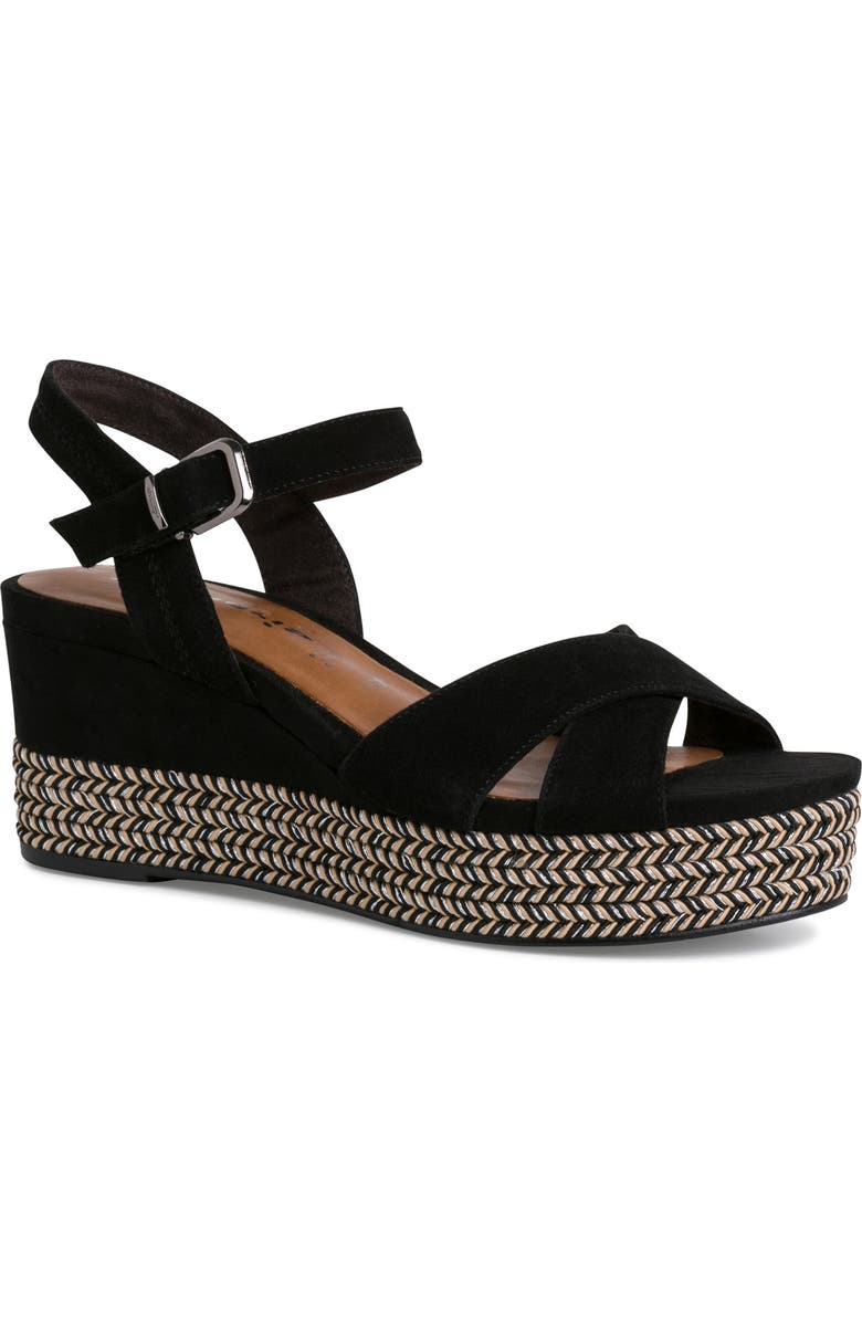 Tamaris Nadea Platform Wedge Sandal in Black Size 36