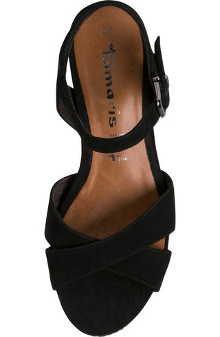 Tamaris Nadea Platform Wedge Sandal in Black Size 36