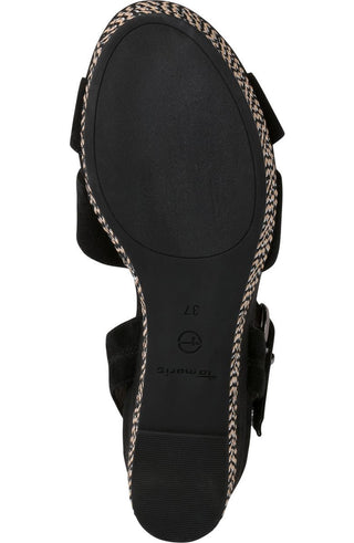 Tamaris Nadea Platform Wedge Sandal in Black Size 36