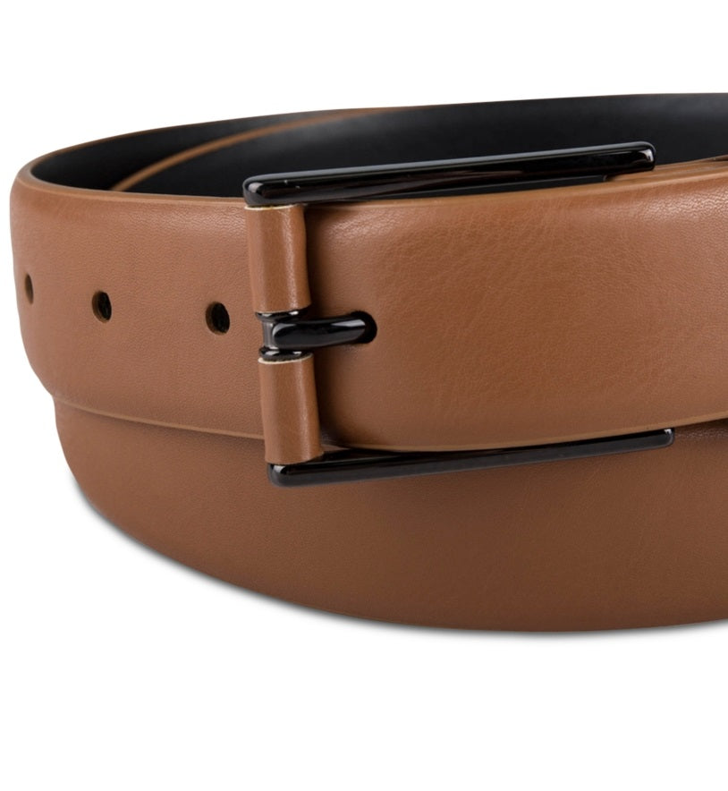 Alfani Men's Stretch Faux Leather Wrapped Buckle Dress Belt Brown Size X-Large