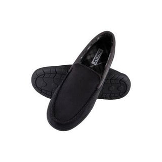 Haggar Men's Microsuede Fleece Lined Venetian Slippers Black Size XX-Large