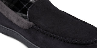 Haggar Men's Microsuede Fleece Lined Venetian Slippers Black Size XX-Large
