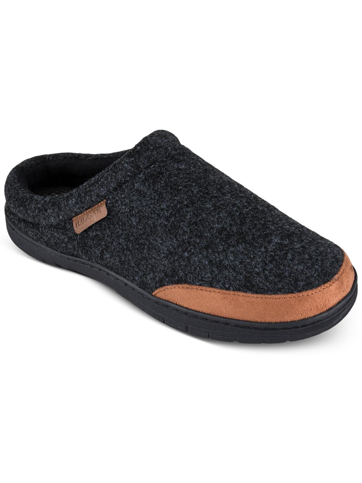 Haggar Men's Microsuede Trim Bumper Felt Clogs Black Size X-Large