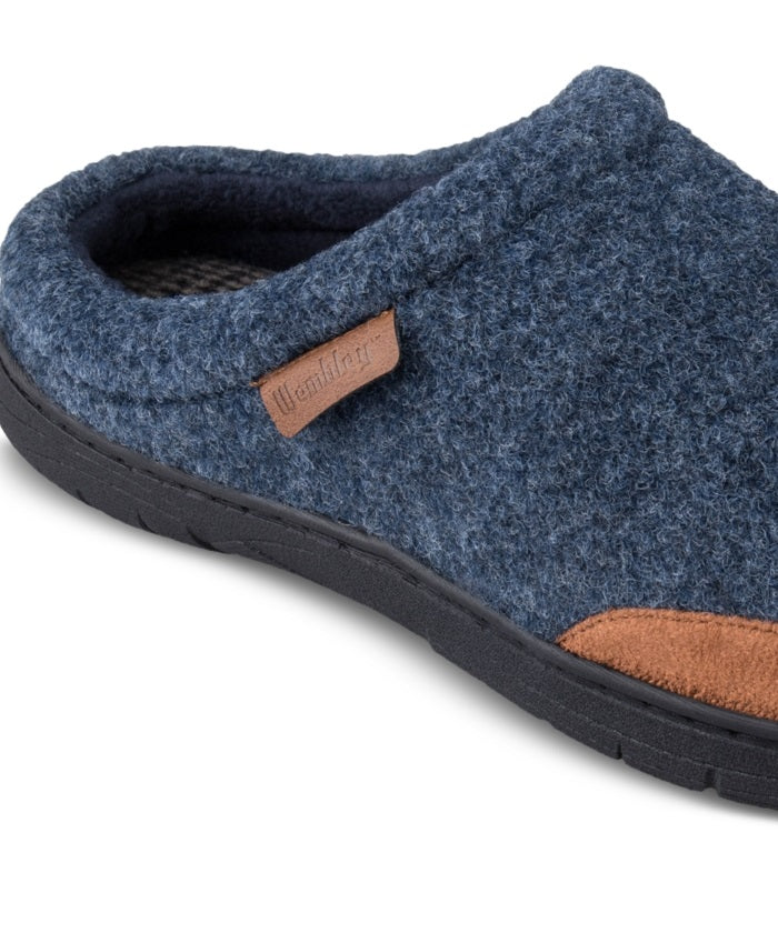 Haggar Men's Microsuede Trim Bumper Felt Clogs Blue Size Medium