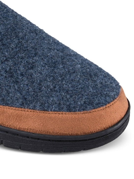 Haggar Men's Microsuede Trim Bumper Felt Clogs Blue Size Medium