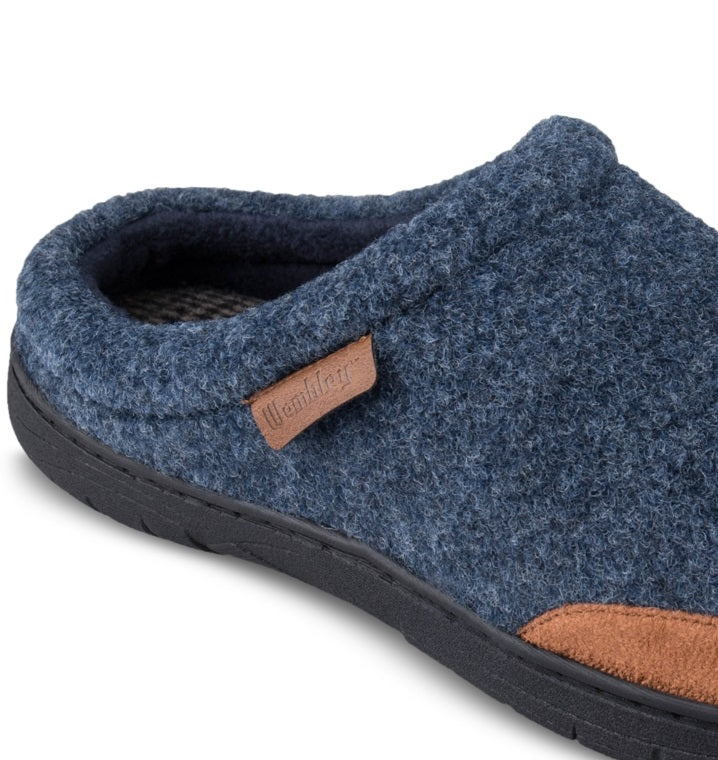 Haggar Men's Microsuede Trim Bumper Felt Clogs Blue Size X-Large
