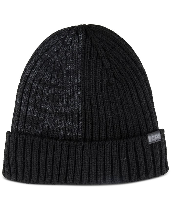 Kenneth Cole Reaction Men's Split Colorblocked Knit Beanie Black Size Regular