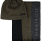Kenneth Cole Reaction Men's Stripe Logo Scarf & Beanie Green Size Regular