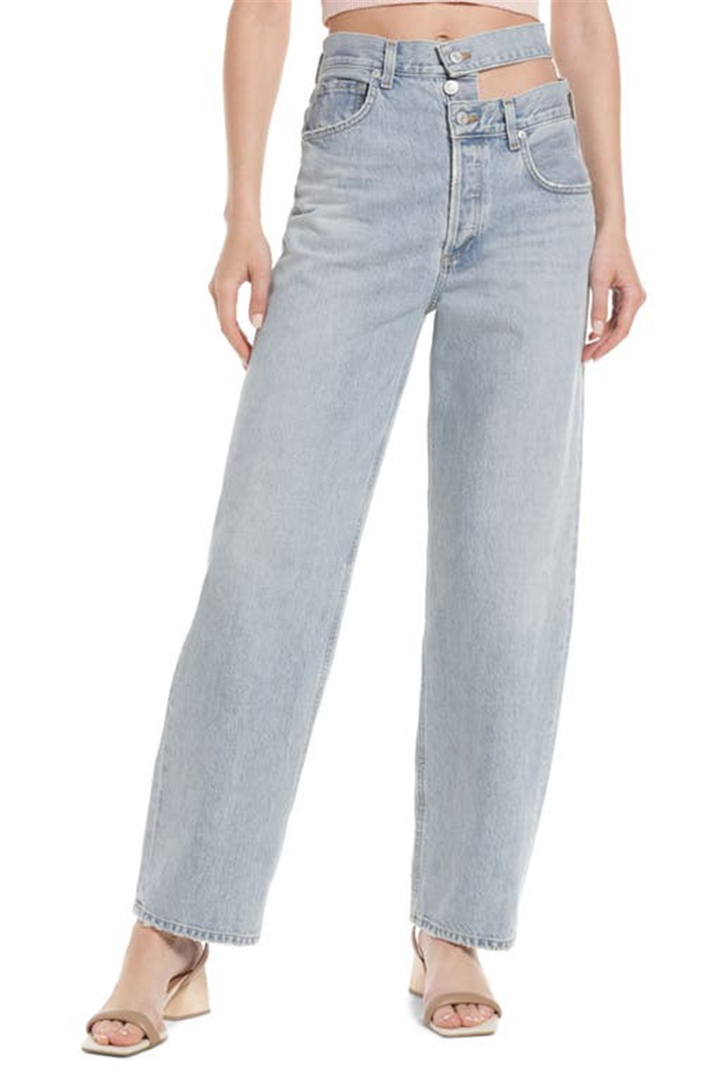AGOLDE Broken Waistband Super High Waist Loose Organic Cotton Jeans in Sideline Size 27