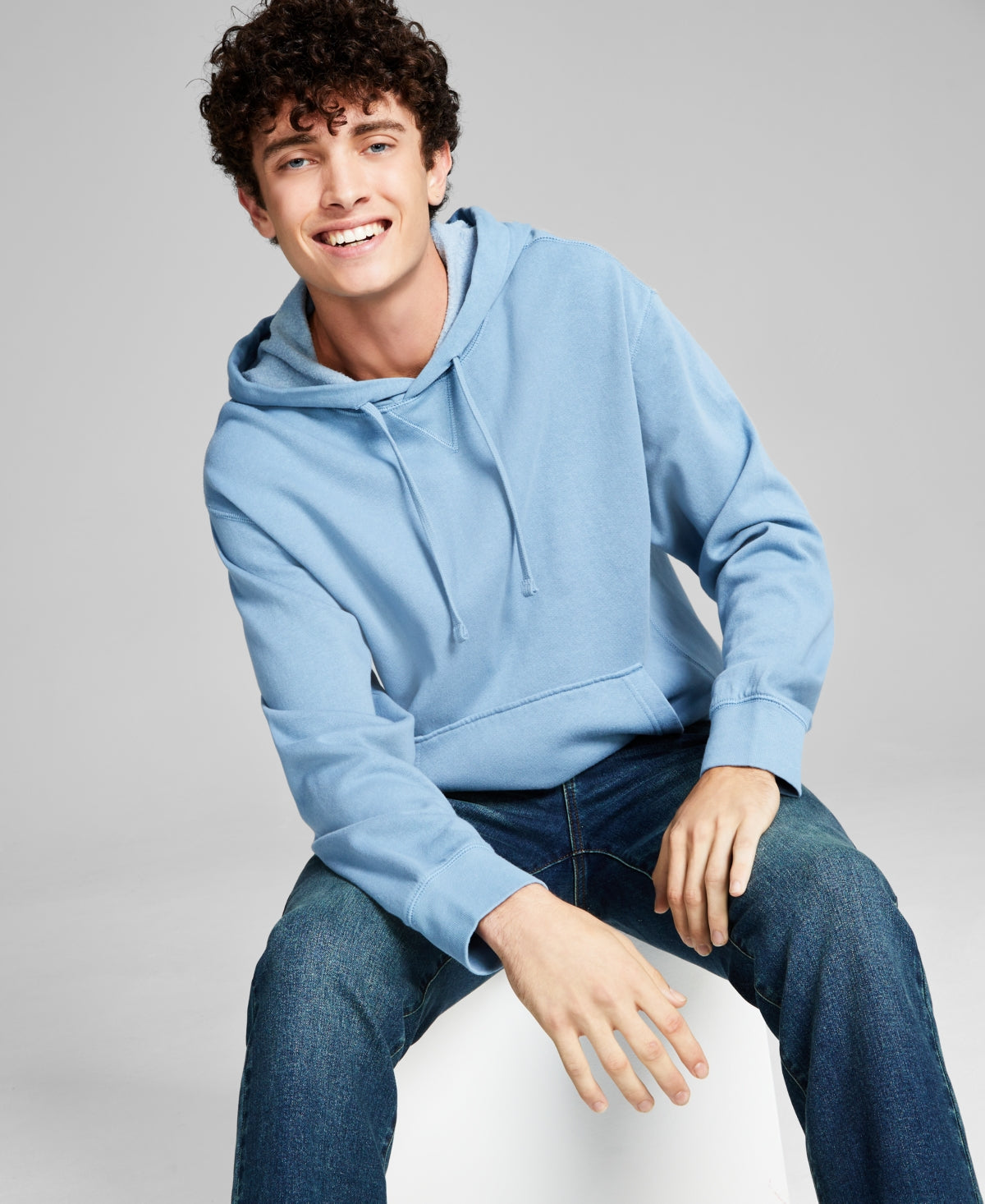 And Now This Men's Fleece with Kangaroo Pockets Hoodie Blue Size Small