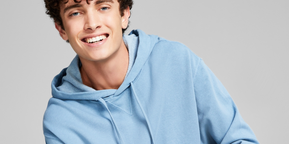 And Now This Men's Fleece with Kangaroo Pockets Hoodie Blue Size Small