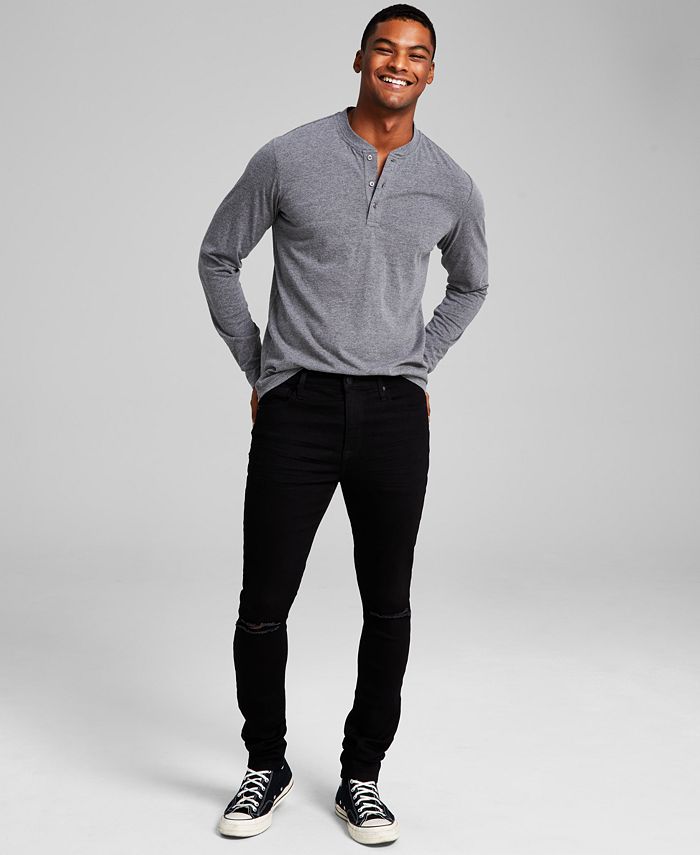 And Now This Men's Newkirk Ripped Stretch Skinny Jeans Black