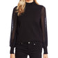 Cece Women's Long Sleeve Sweater, Mock Neck, Contrast Design-Black, Size M