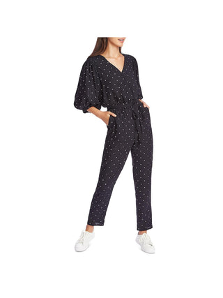 1.STATE Women's Polka Dot Puff Sleeves Jumpsuit Blue