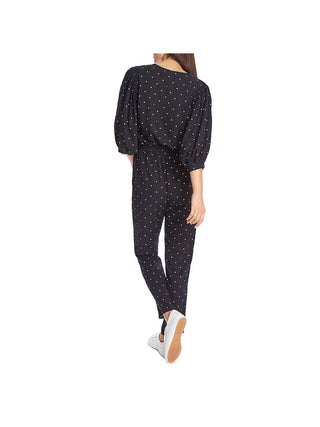 1.STATE Women's Polka Dot Puff Sleeves Jumpsuit Blue