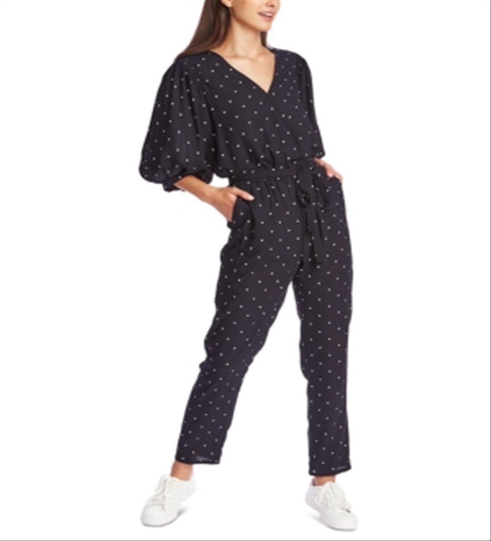 1.STATE Women's Moonlit Polka Dot Wrap Front Jumpsuit Blue – Steals