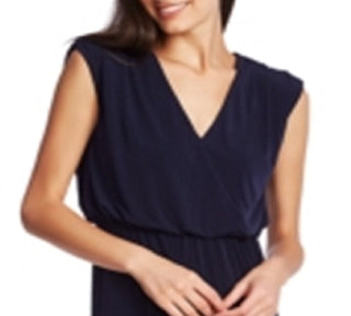 1.STATE Women's Cinched Waist V Neck Casual Dress Blue Size X-Large