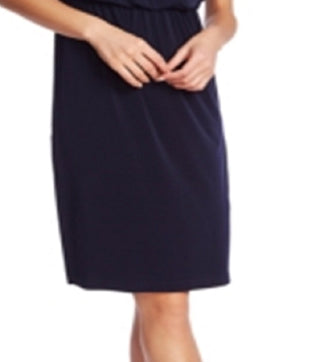 1.STATE Women's Cinched Waist V Neck Casual Dress Blue Size X-Large