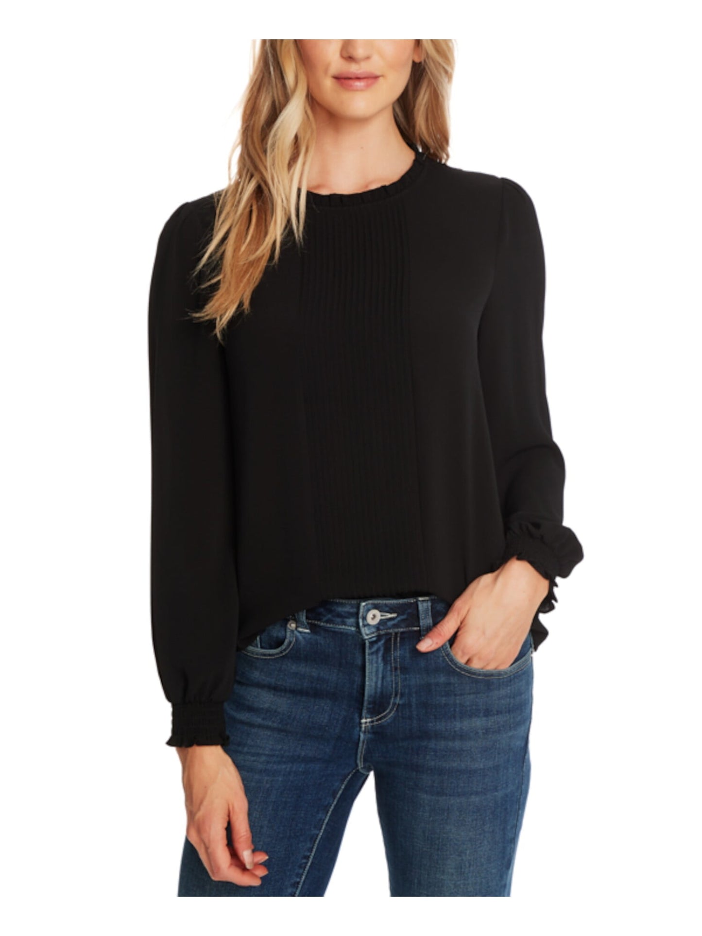 Cece Women's Pink Long Sleeve Smocked Cuff Blouse Medium Size