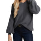 1.state Women's Rib-Knit Bubble Sleeve Sweater Size Medium