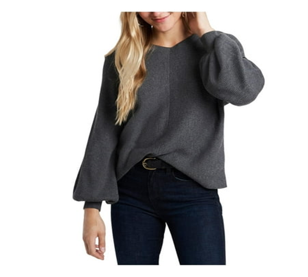 1.state Women's Rib-Knit Bubble Sleeve Sweater Size Medium