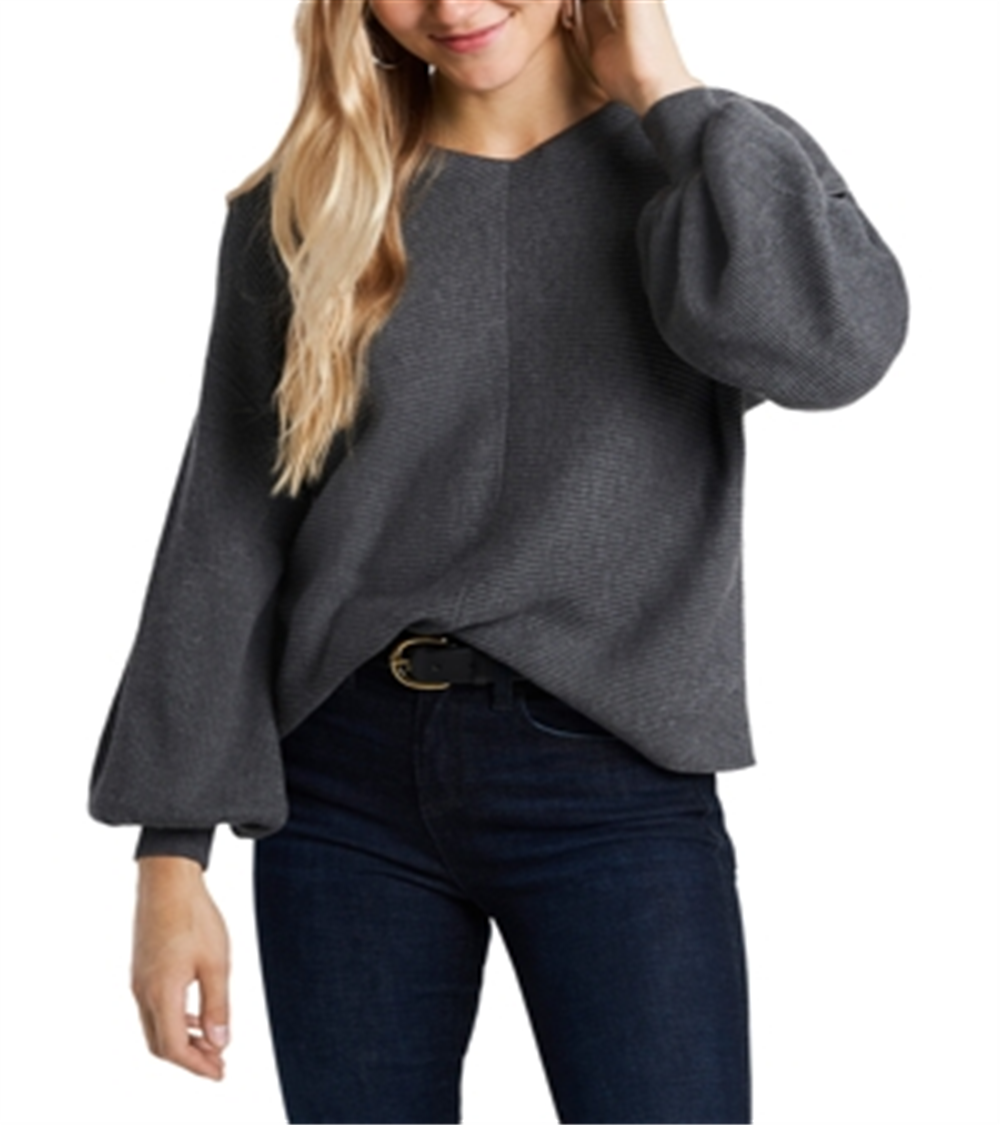 1.state Women's Rib-Knit Bubble Sleeve Sweater Size Medium