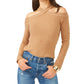 1.STATE Women's Cross Neck Cold Shoulder Cotton Blend Sweater Brown Size Medium