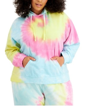 Full Circle Trends Women's Tie Dyed Hoodie Sweatshirt Blue Size 2X