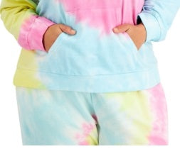 Full Circle Trends Women's Tie Dyed Hoodie Sweatshirt Blue Size 2X