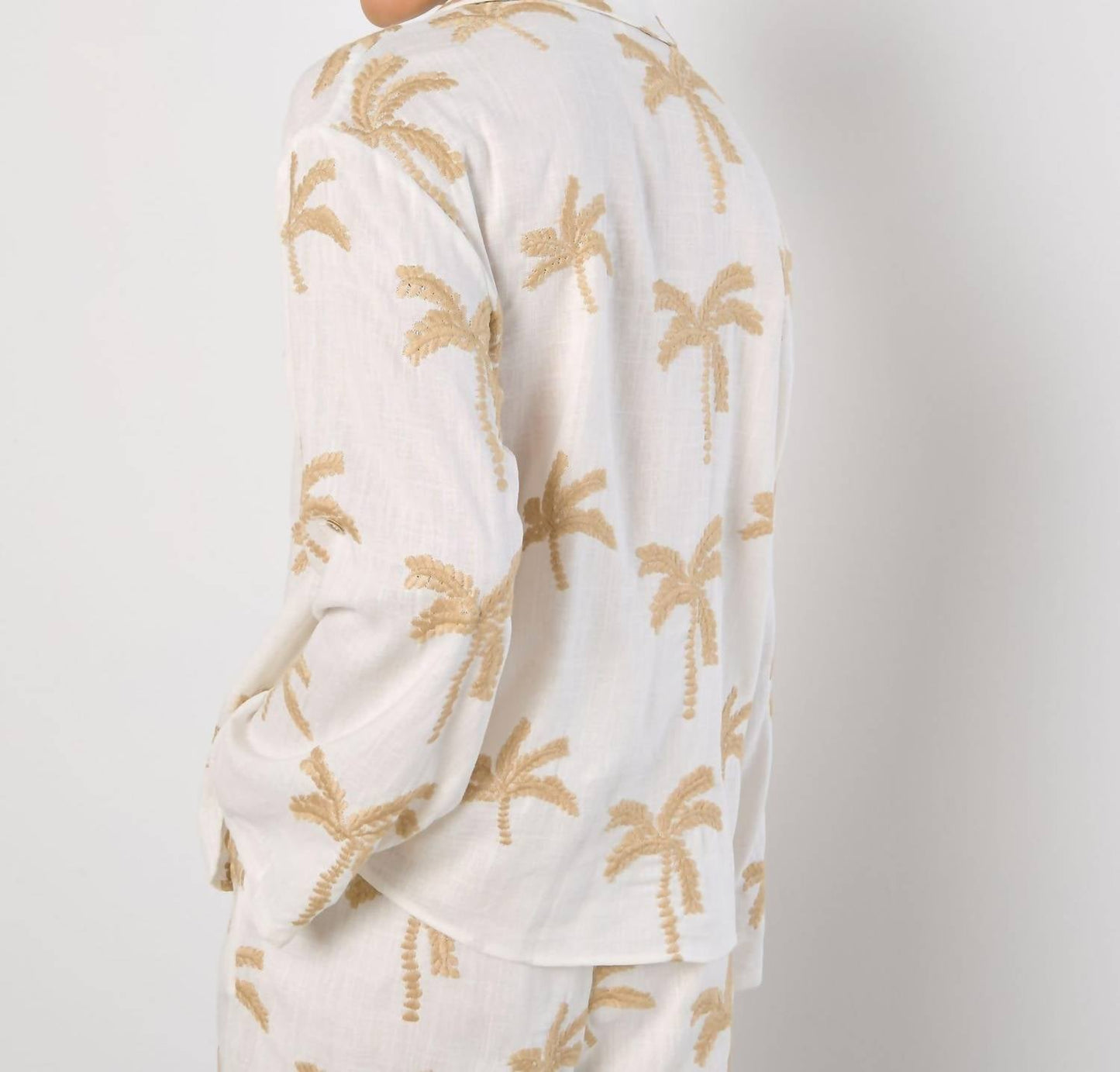 Apricot - Embroidered Palm Trees Shirt
