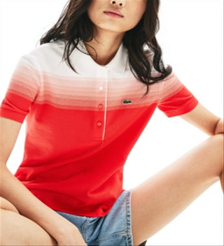 Lacoste Women's Ombre Cotton Polo Shirt Red Size 34