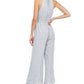 Moon River Women's Polka Dot Halter Neck Wide Leg Jumpsuit White/Blue Size S