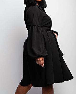 The Curve La - Plus Size Button Front Fit And Flare Dress With Pockets