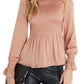 VICI Collection Smocked Peplum Blouse in Warm Sand, Size Large