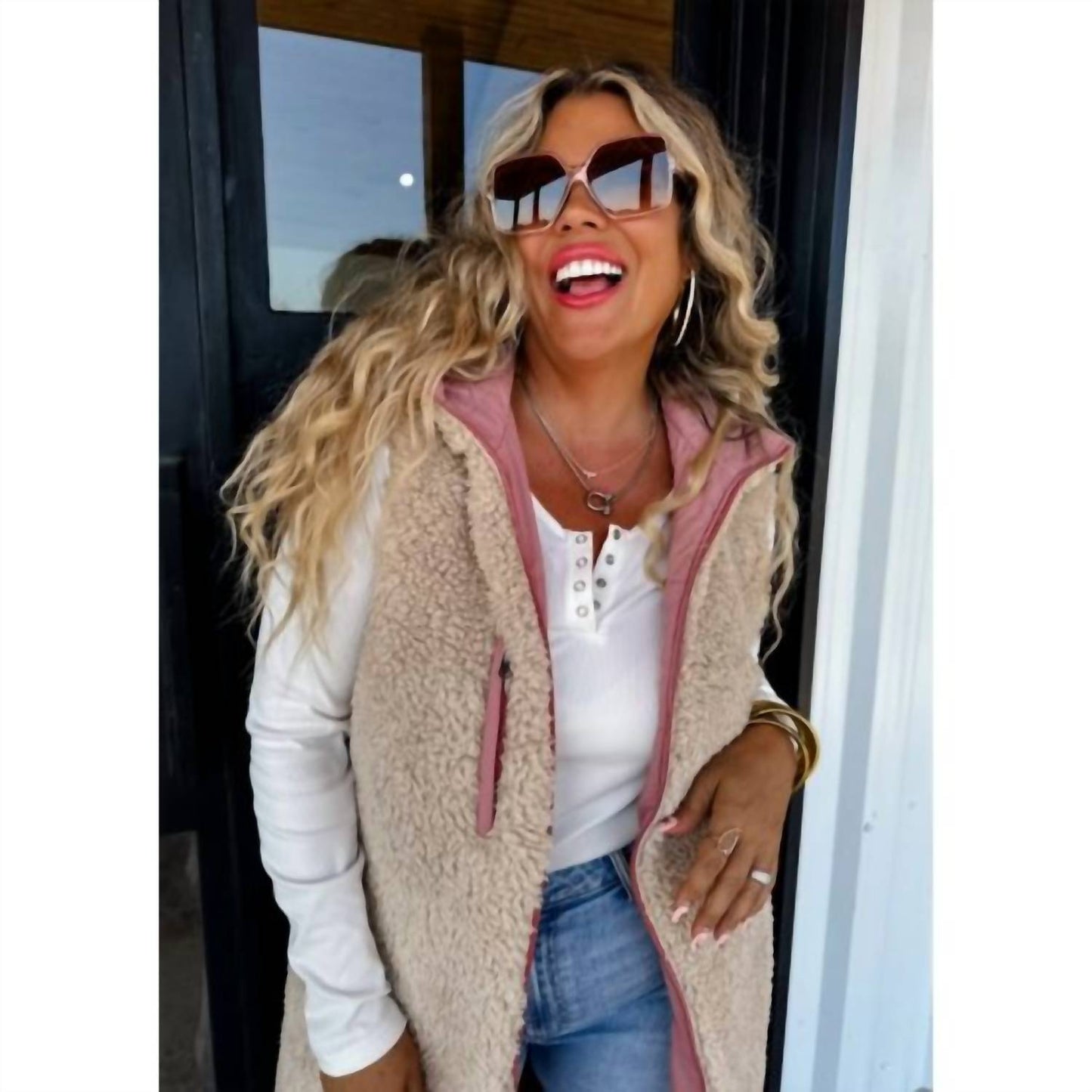 Blakely - Reversible Sherpa & Puffer Long Vest