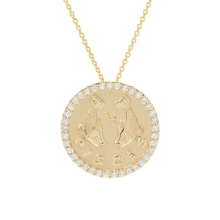 Beverly Hills Elegance 14K Gold 0.40ctw Diamond Zodiac Pendant w/ 16"+2" Chain