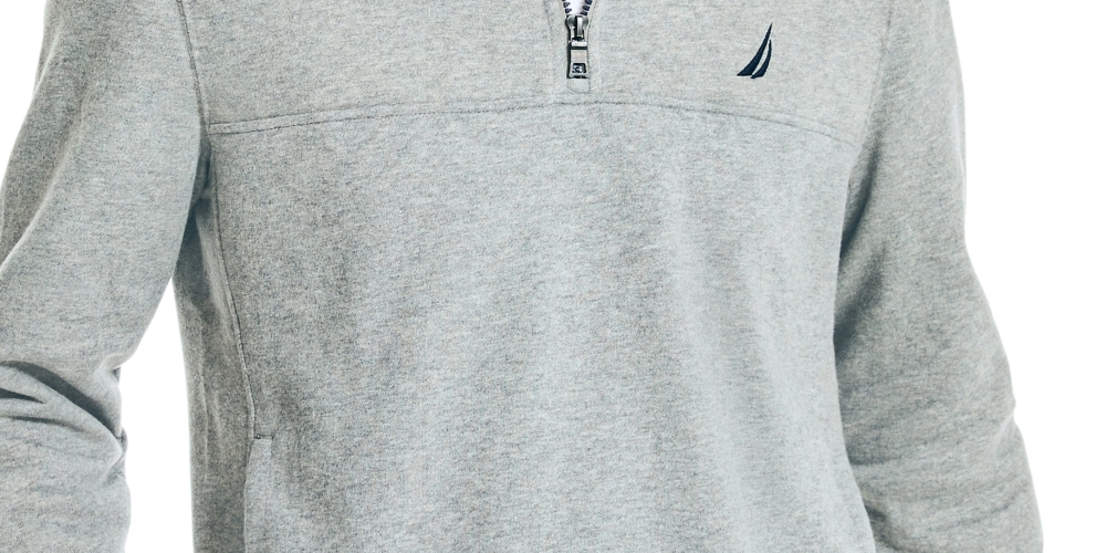 Nautica Men's J Class Classic Fit Quarter Zip Fleece Sweatshirt Gray Size X-Small